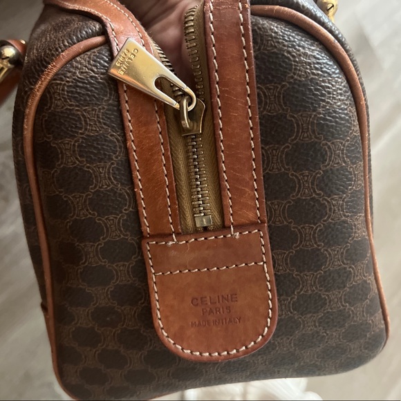 CELINE Macadam Mini Boston Hand Bag Purse Brown PVC Leather Italy - Picture 10 of 10